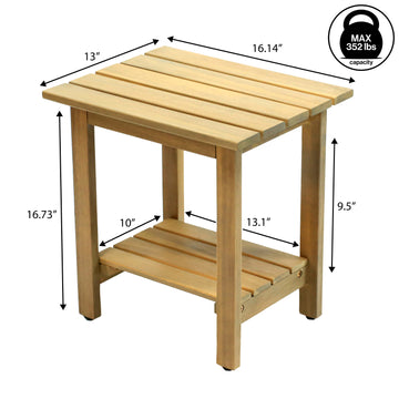 Kellie 16.1" Cottage Classic Slatted Solid Acacia Wood Indoor/Outdoor Shower Bench with Shelf